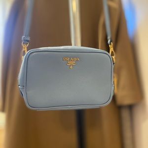 Prada Blue Saffiano Leather Purse